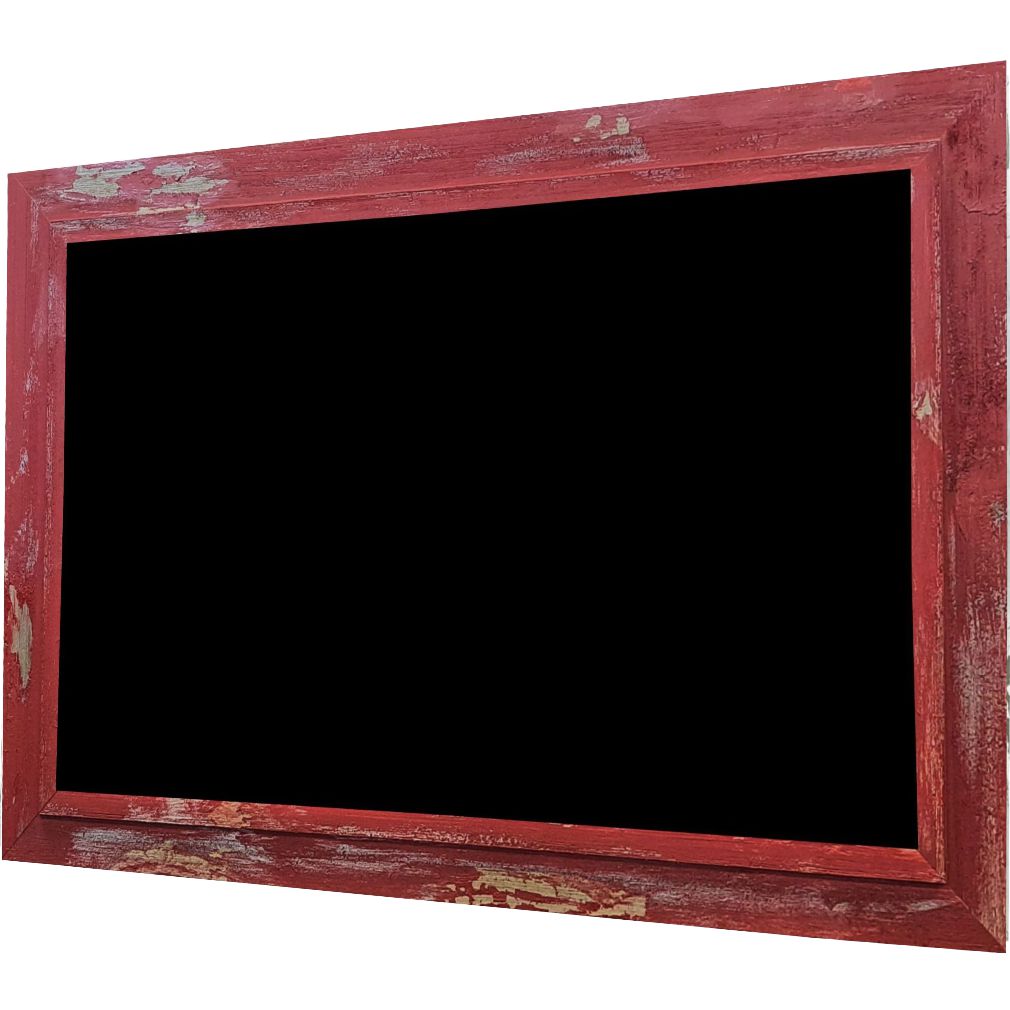 American Barnwood Black Chalkboard - Peeling Red Frame