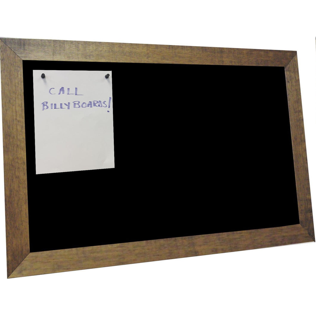 Black Magnetic Bulletin Board - Vintage Walnut Frame