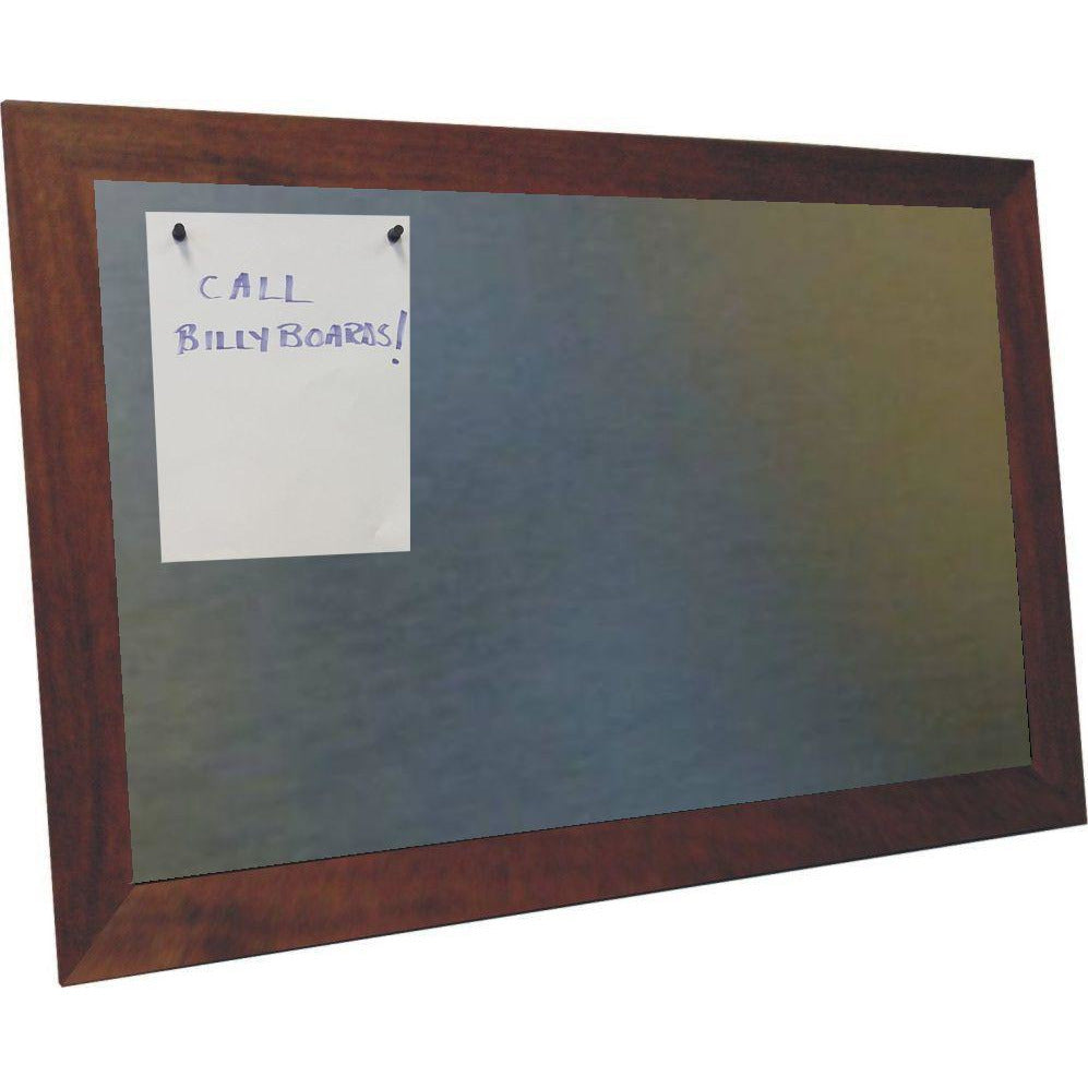 Galvanized Magnetic Bulletin Board - Vintage Mahogany Frame