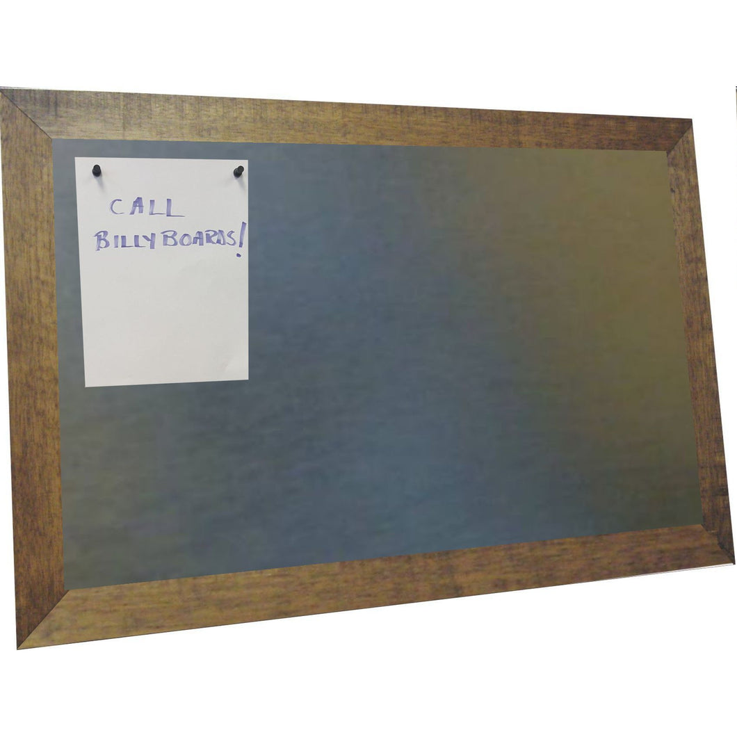 Galvanized Magnetic Bulletin Board - Vintage Walnut Frame