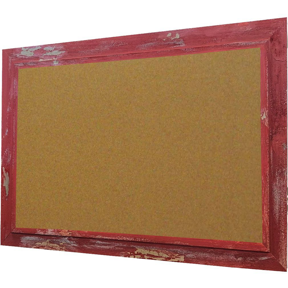Cork Board with American Barnwood Frame - Peeling Red