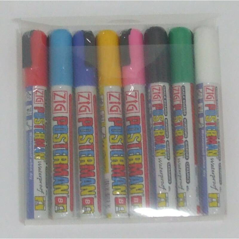 Waterproof markers - Zig Posterman 8PK colored assortment